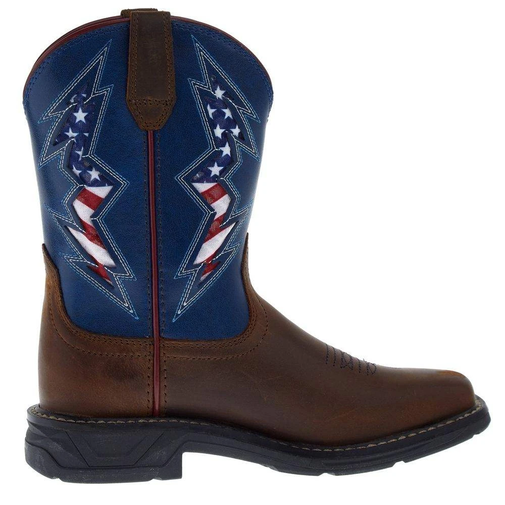 Ariat Kids Workhog XT Venttek Bolt Distressed Tan Ole Blue Boot - Image 5