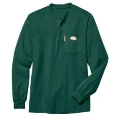 Rasco Fr Mens Green Henley Long Sleeve FR Shirt