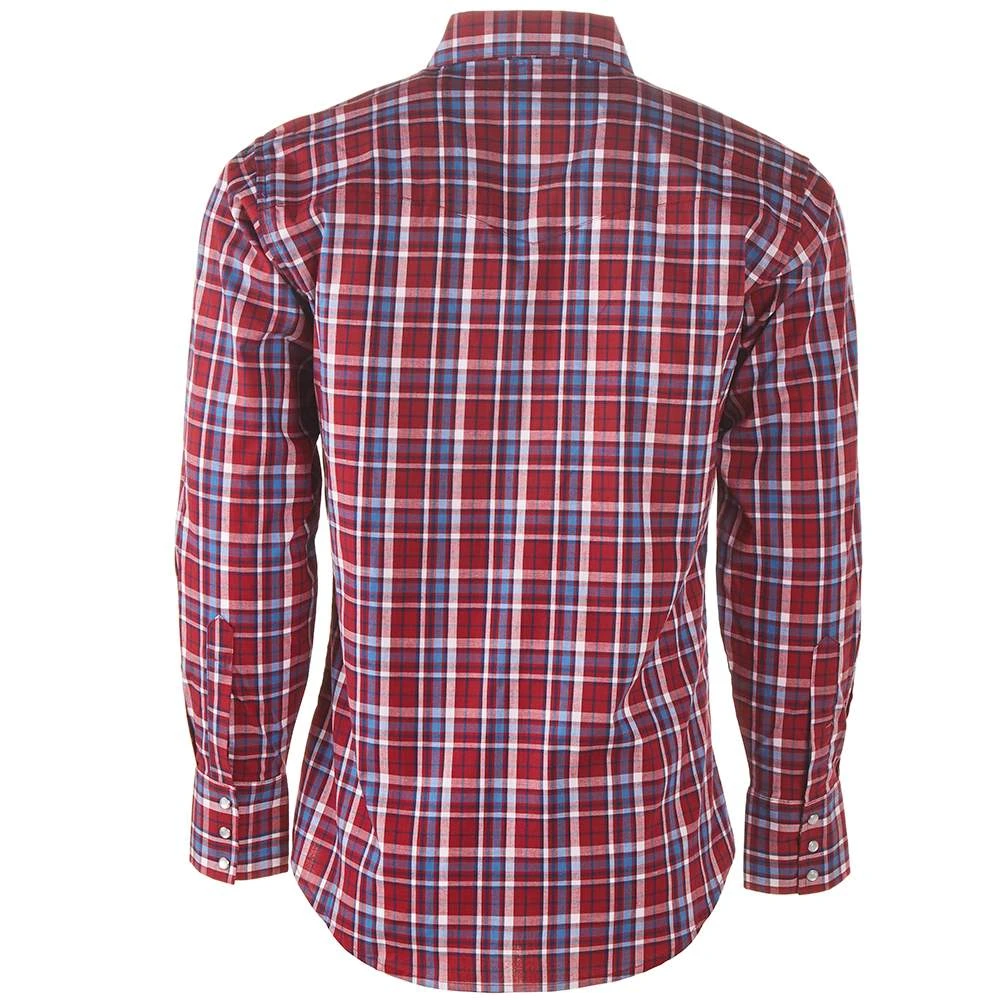 Wrangler Men's Wrinkle Resist Red Plaid Snap Shirt - Image 4