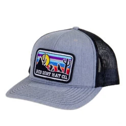 Red Dirt Hat Company Mens Grey/Black With Sunset Patch Cap