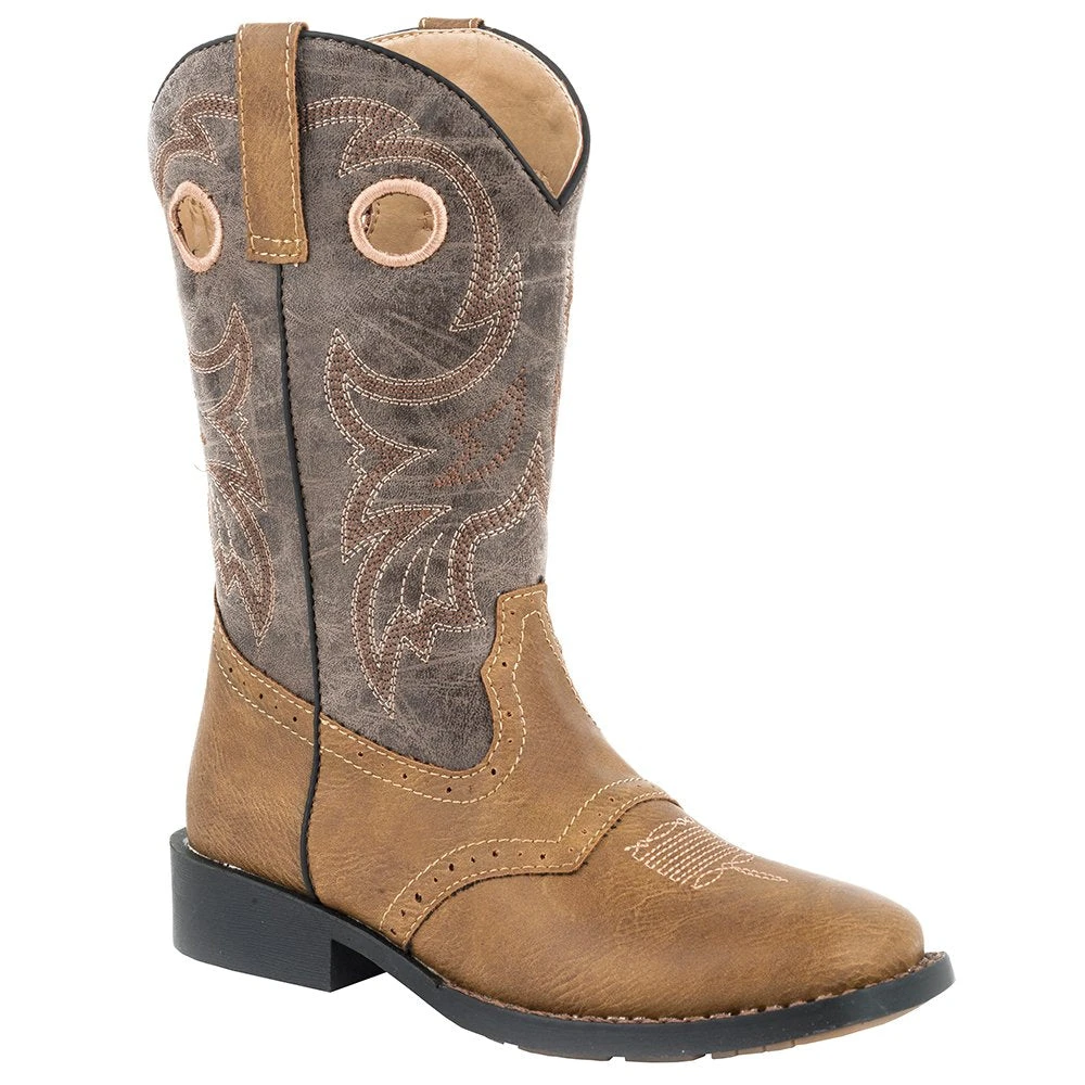 Roper Footwear Kids Vintage Tan Vamp With Saddle Vamp Cowboy Boot