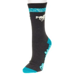 For Bare Feet Women's Blue Wrangler Bandana Stripe Socks