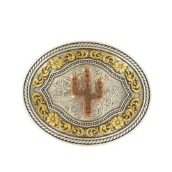 Nocona Belt Buckle With Copper Cactus