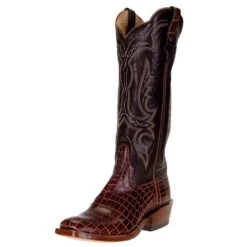 Rios Of Mercedes Ladies Rios Cognac Caiman Belly 14` Chocolate Top Cutter Toe