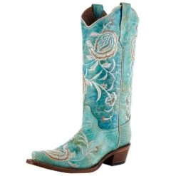 Circle G Womens Circle G Turquoise Floral Embroiderey Boot