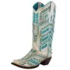 Corral Women`s Corral White/Turquoise Embroidered Boot