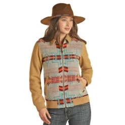 Women's Powder River Aztec Wool Bomber Coat