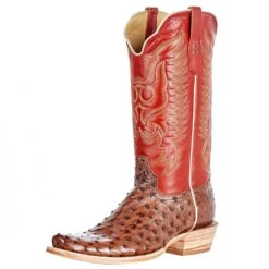 R Watson Boots Men's Kango Tobac Full Quill Ostrich 13in. Indian Orange Top Boots