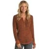 Panhandle Women's Studded Cheetah Henley