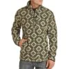 Men's Powder River Olive Aztec Honeycomb Fleece Pullover