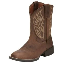 Justin Boots Youth Canter Junior Dusky Brown Kids Cowboy Boots