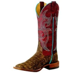 Macie Bean Women's Co Vintage Caiman Print Rigsbe Red Top Cowgirl Boots