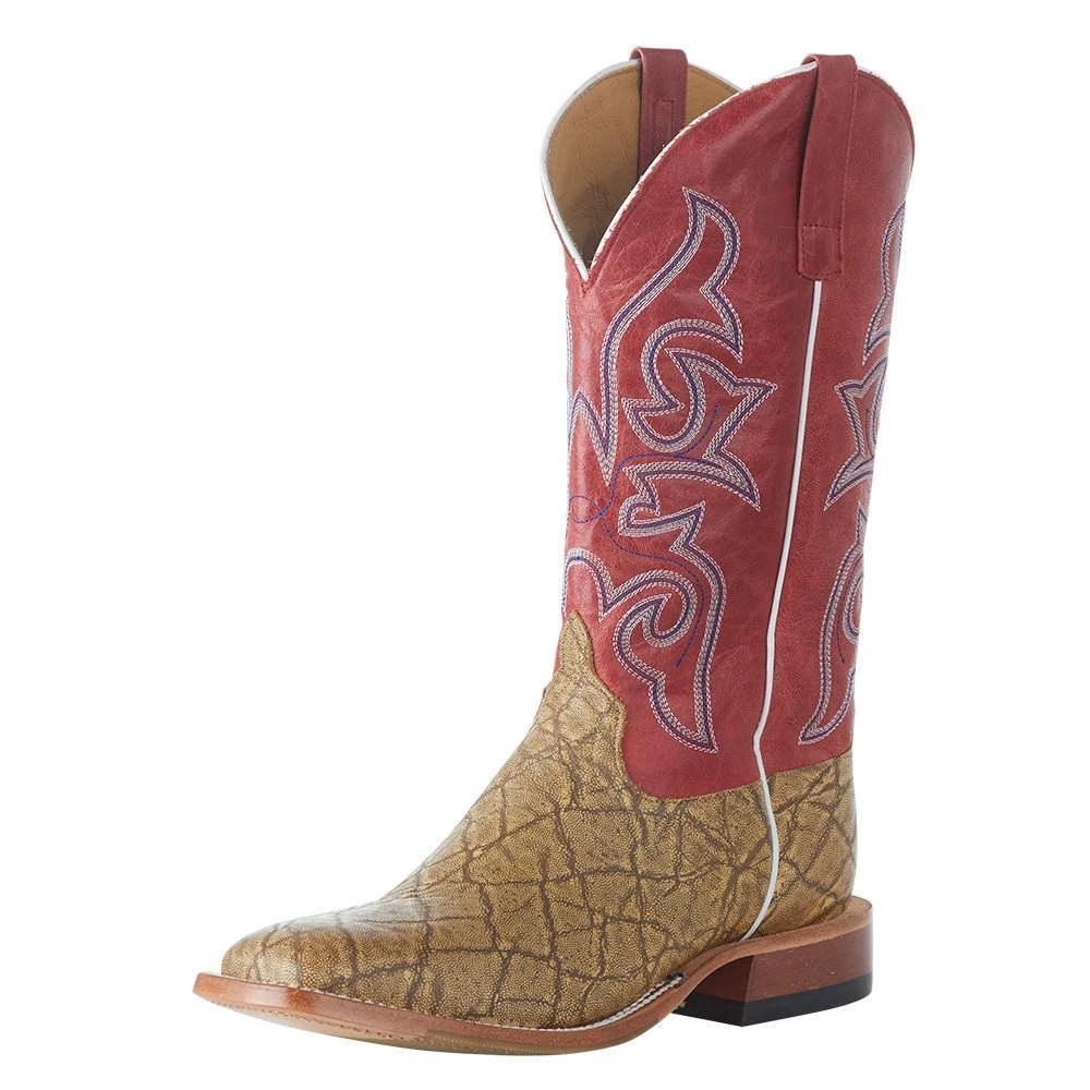 Horsepower Men`s Tan Elephant Print Top 13in. Red Vermonth Top