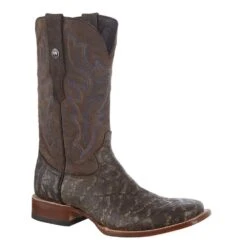 Tanner Mark Boots Men`s Matte Rustic Brown Elephant Print 12in. Brown Top Square Toe Boot