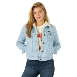 Wrangler Women's Retro Sherpa Lined Western Denim Jacket