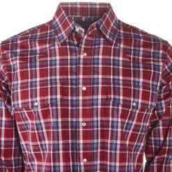 Wrangler Men's Wrinkle Resist Red Plaid Snap Shirt