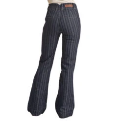 Rock & Roll Denim Women's High Rise Jacquard Stripe Trouser