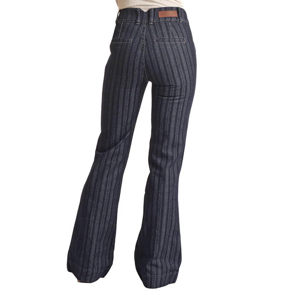 Rock & Roll Denim Women's High Rise Jacquard Stripe Trouser