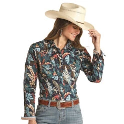 Panhandle Women's Tropical Print Snap Shirt