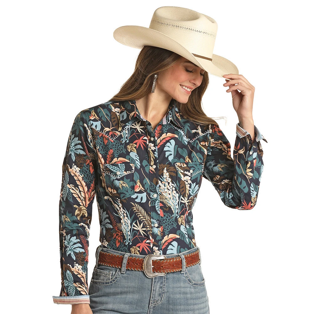Panhandle Women's Tropical Print Snap Shirt