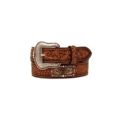 Men's 3D Tooled Belt With Rectangular Conchos