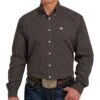 Cinch Men's Geometric Print Brown Button-Down Shirt