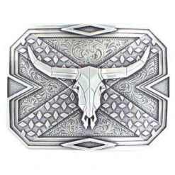 M&F Square Plate Steer Skull Buckle