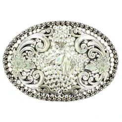 M&F Horse With Rhinestones Oval Buckle