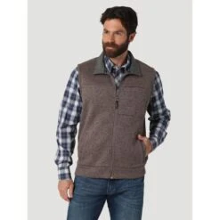 Wrangler Men's George Strait Knit Vest Brown Heather