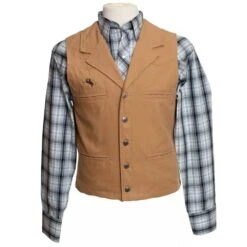 Wyoming Traders Mens Tan Canvas Bronco Vest