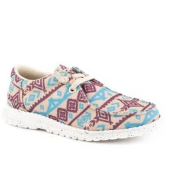 Roper Women's Hang Loose Aztec Lace Up Comfort Moc Casual