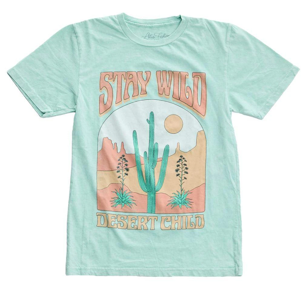 Lotus Fashion Womens Stay Wild Desert Child Mint Mineral Tee