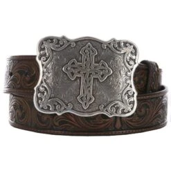 M&F Ladies Brown Embossed Cross Belt