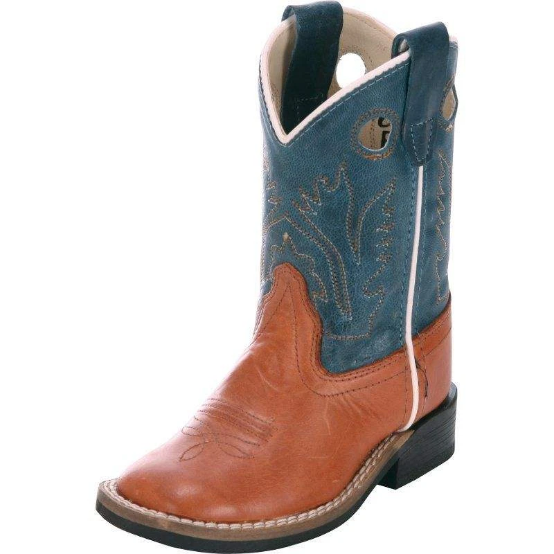 Old West Toddler Barnwood And Denim Blue Top Cowboy Boots