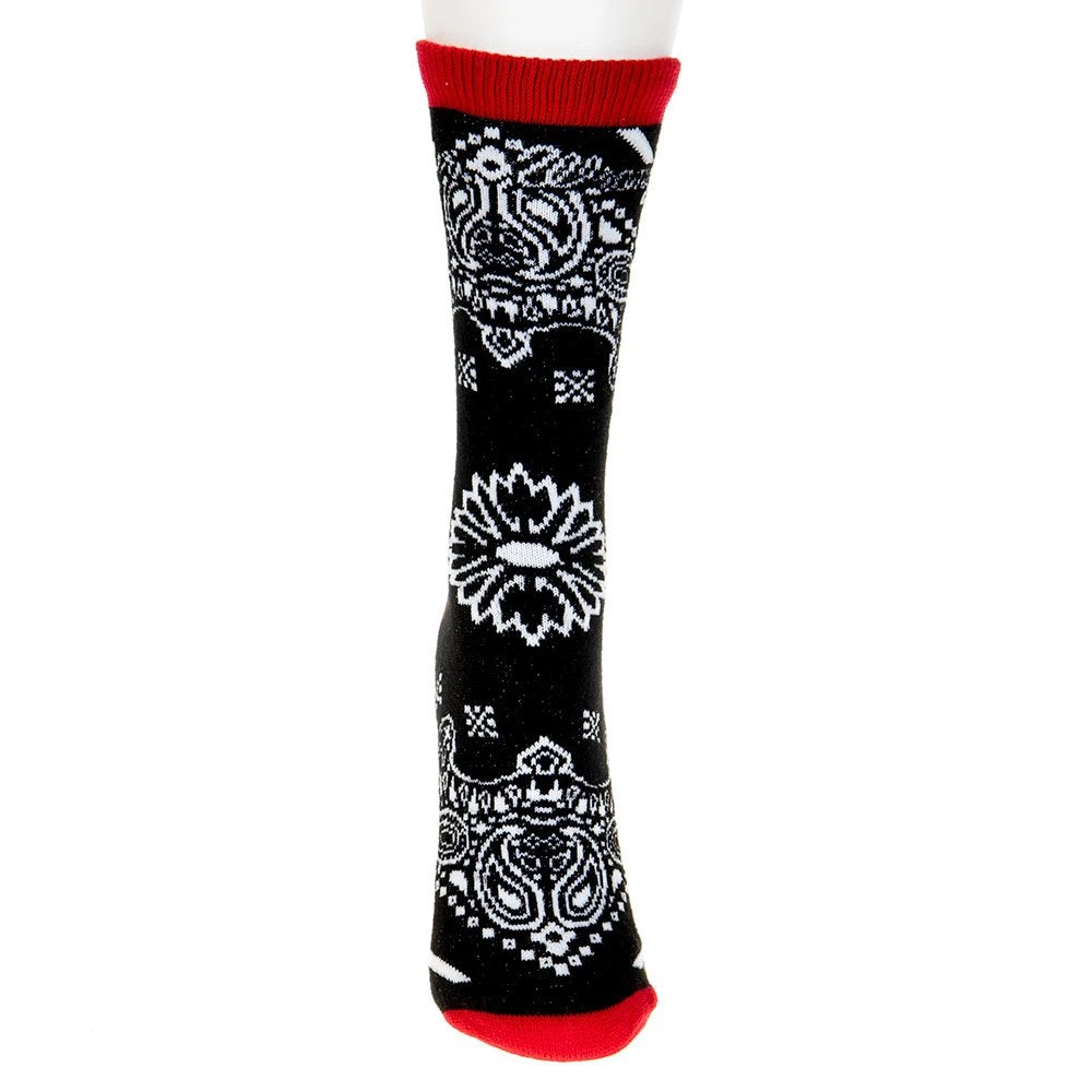 For Bare Feet Women's Black & Red Wrangler Bandana Crew Socks - Image 2