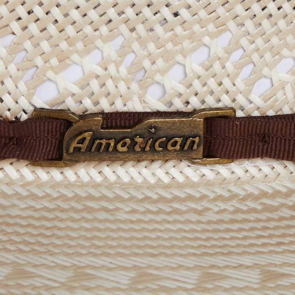 American Hats AHC 6200 Fancy Weave Fancy Vent Ivory And Tan 4 1/4in. Brim Round Oval Open Crown Cowboy Hat - Image 2