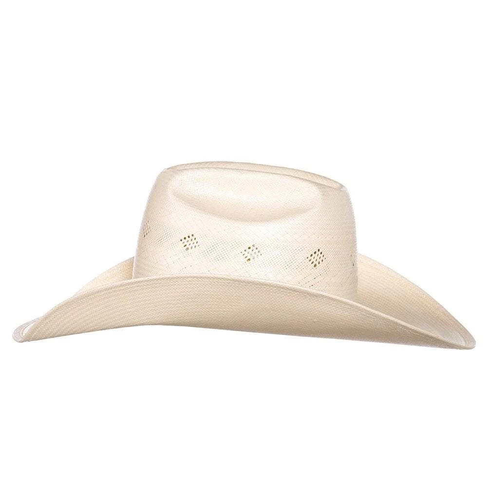 American Hats Fancy Vent Ivory Black 4-1/4in. Brim Round Oval Straw Cowboy Hat - Image 3