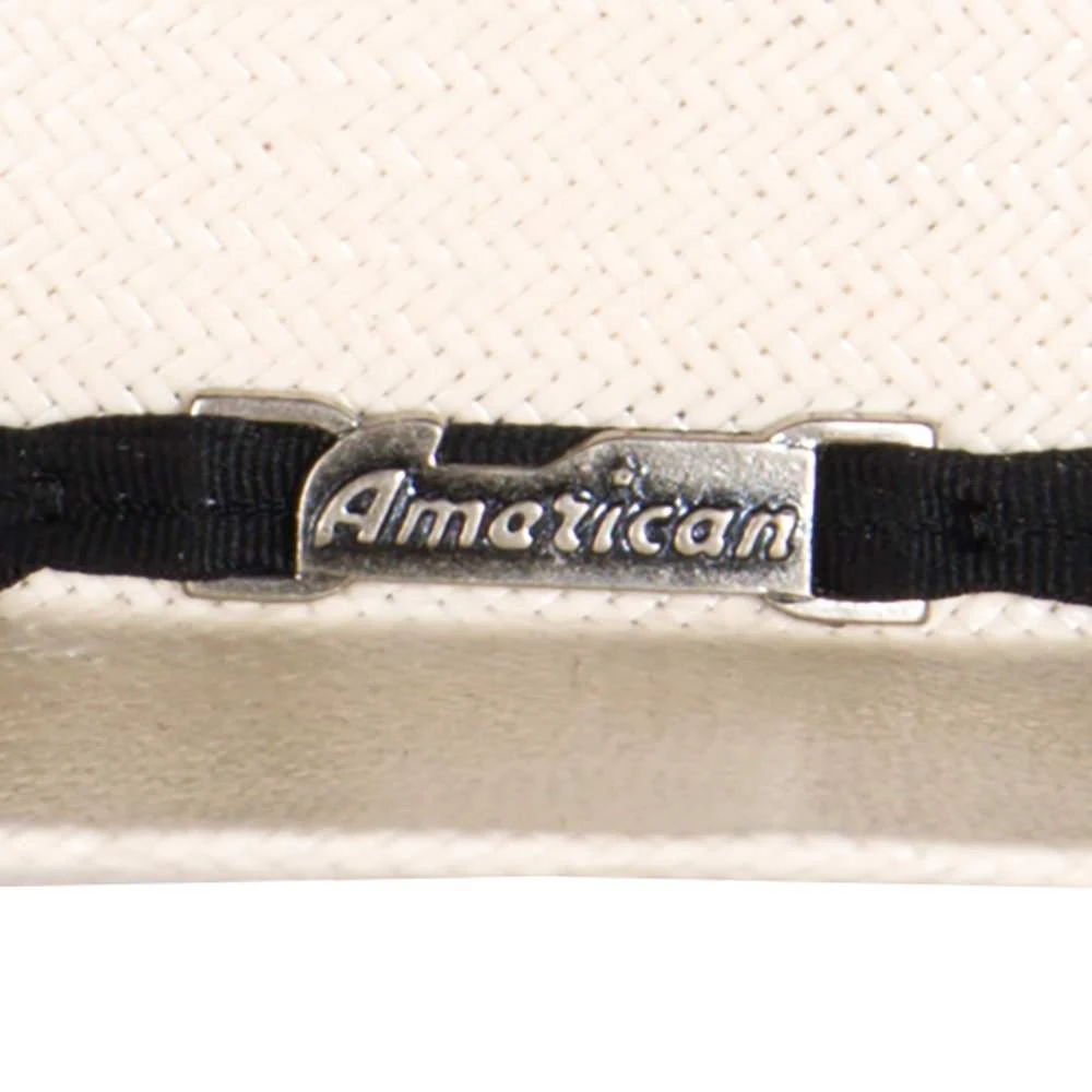 American Hats Fancy Vent Ivory Black 4-1/4in. Brim Round Oval Straw Cowboy Hat - Image 4