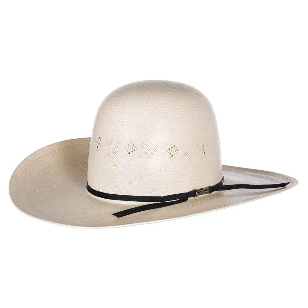 American Hats Fancy Vent Ivory Black 4-1/4in. Brim Round Oval Straw Cowboy Hat - Image 5