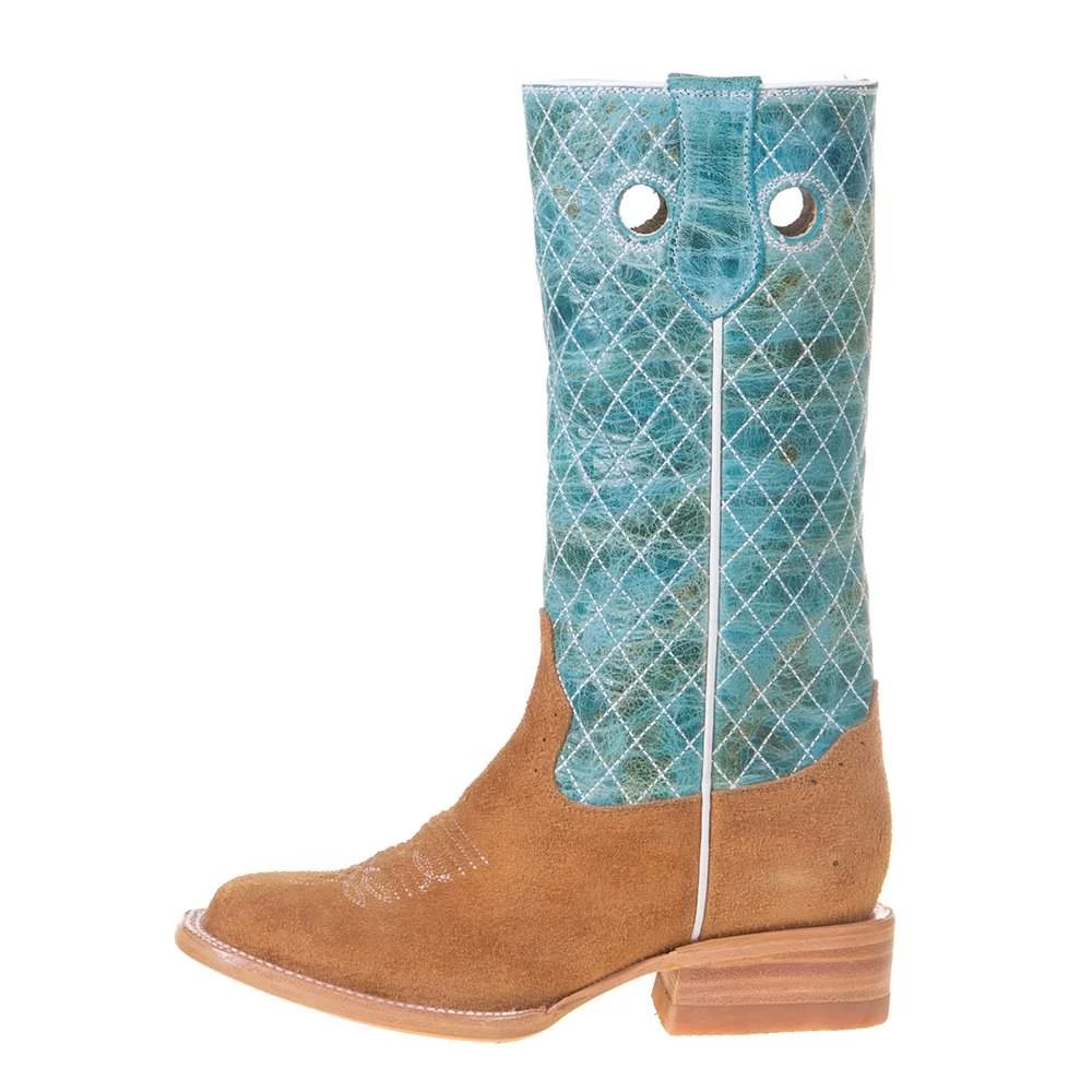 Kids Hondo Maple Rough Out Turqoise Top Boot - Image 3