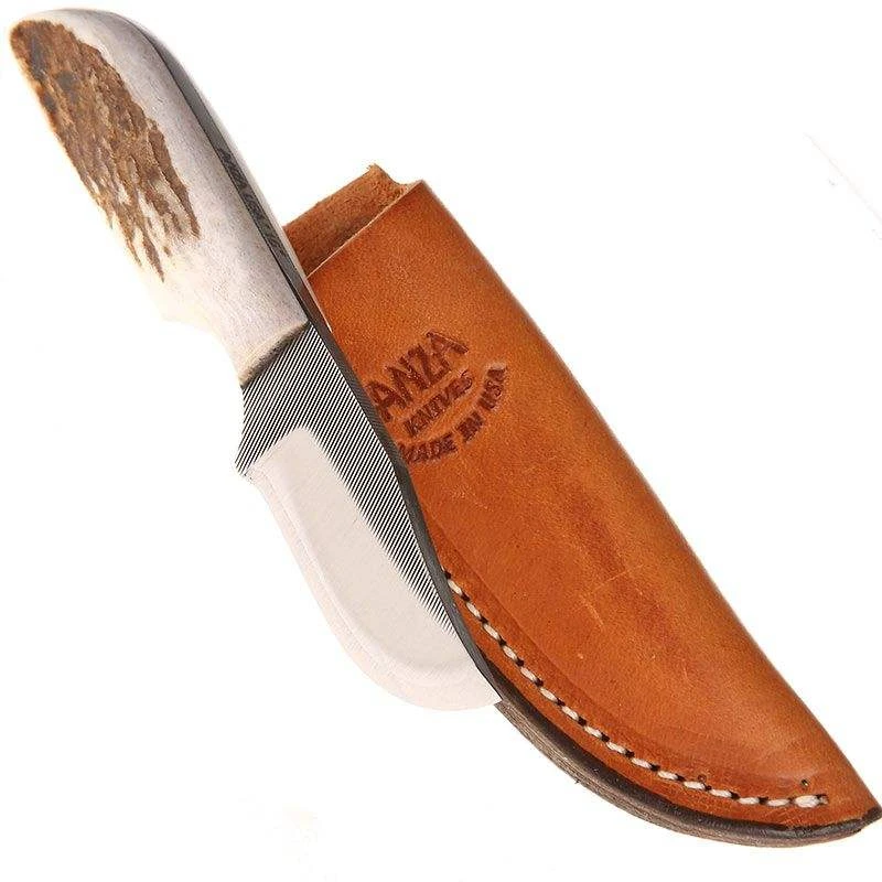 Anza Small Clip Point Knife With Elk Handle - Image 4