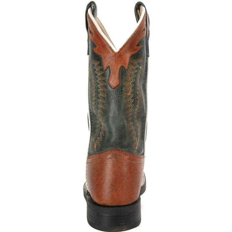 Old West Toddler Barnwood And Denim Blue Top Cowboy Boots - Image 2