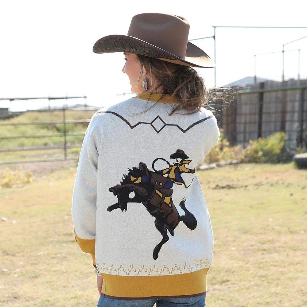 Cruel Denim Boyfriend Fit Cardigan With Western Motif - Image 2