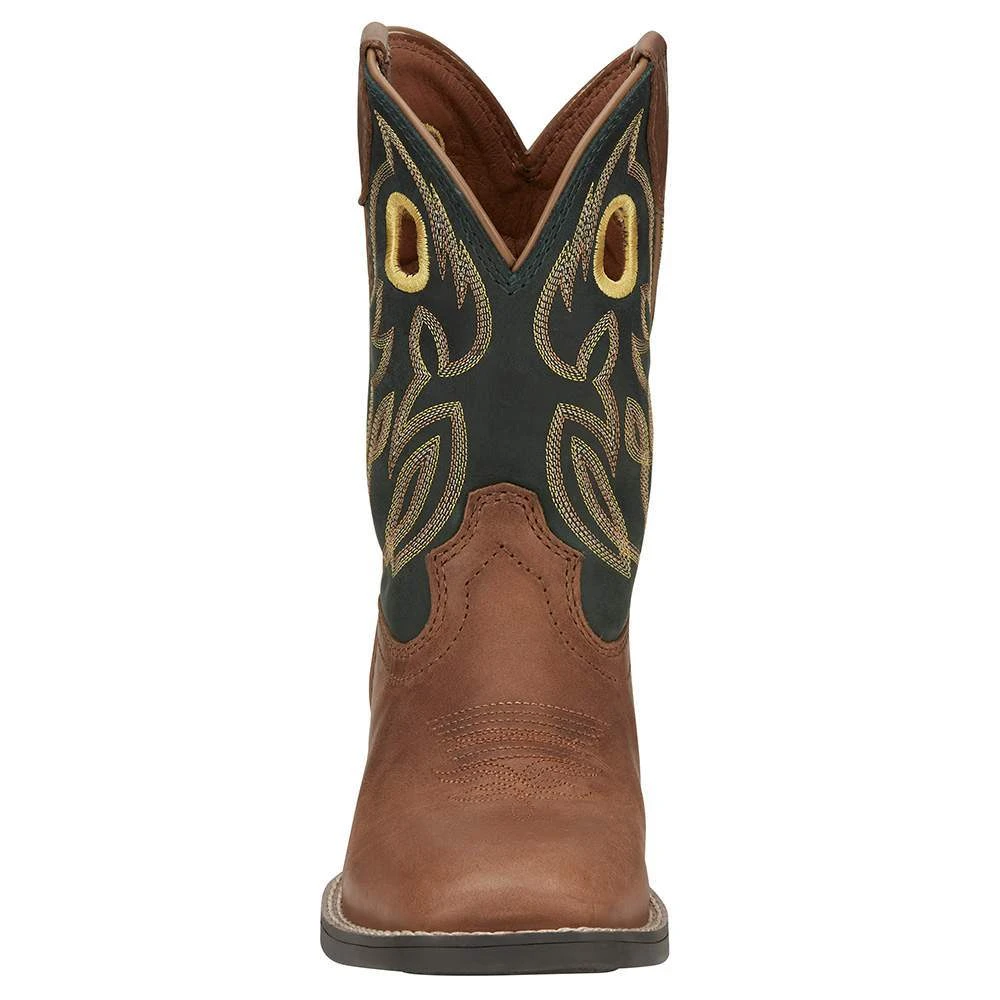 Justin Boots Youth Bowline Junior Whiskey Brown Kids Cowboy Boots - Image 2