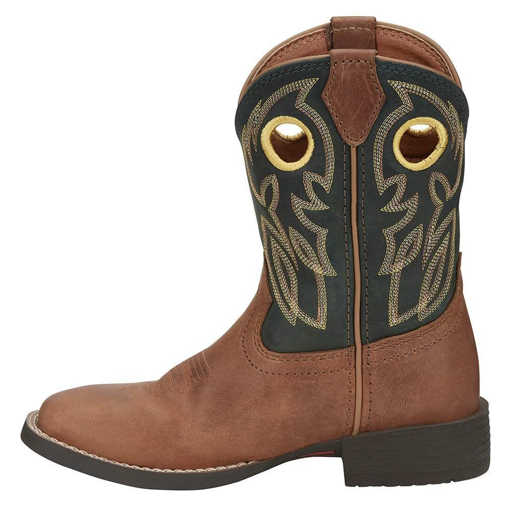 Justin Boots Youth Bowline Junior Whiskey Brown Kids Cowboy Boots - Image 3