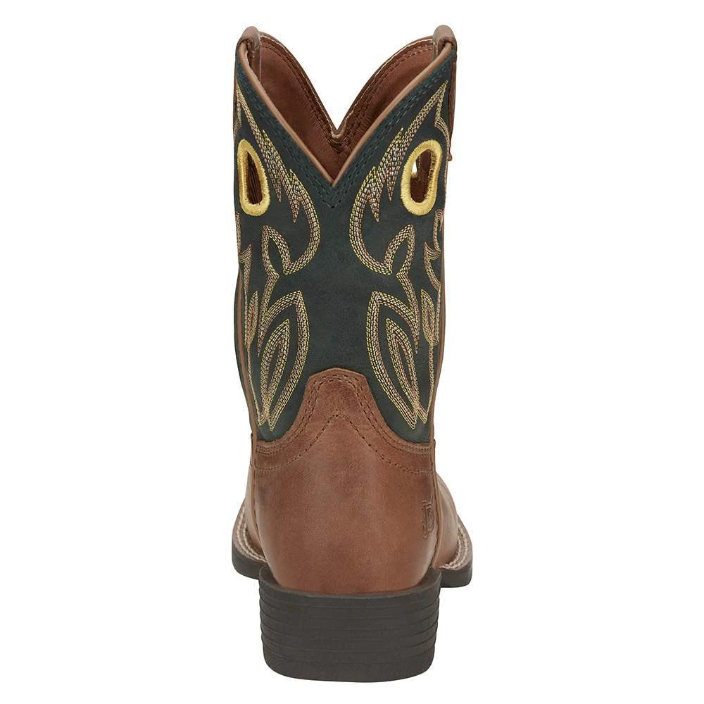 Justin Boots Youth Bowline Junior Whiskey Brown Kids Cowboy Boots - Image 4