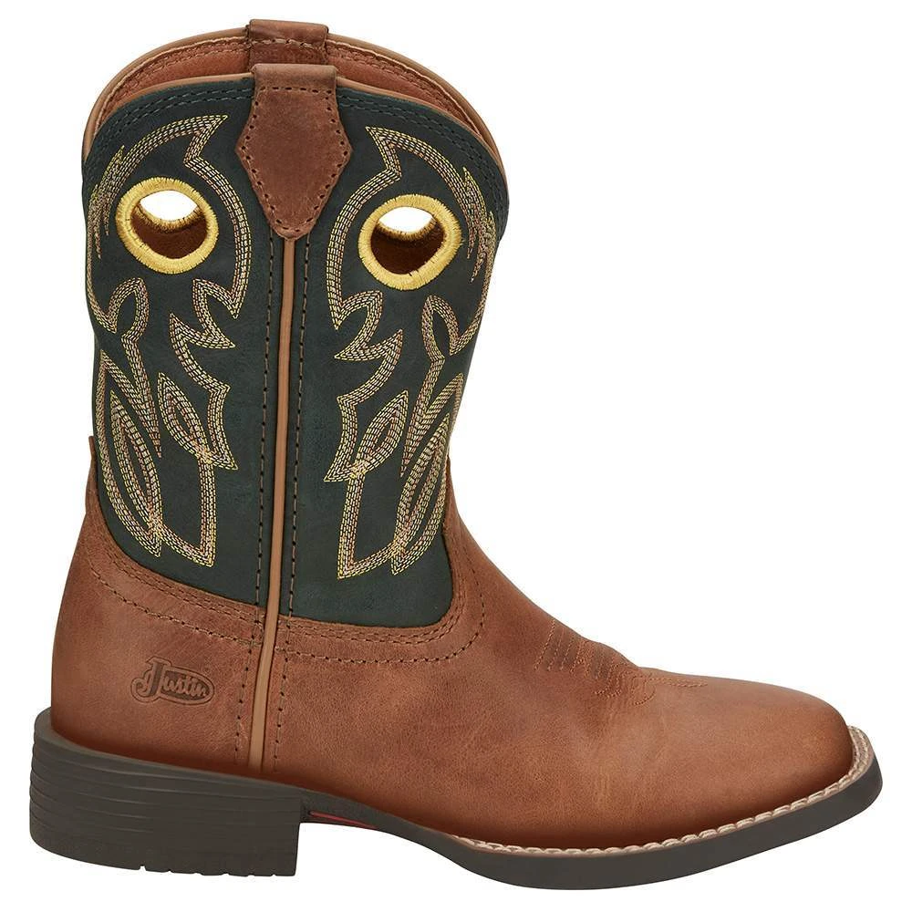 Justin Boots Youth Bowline Junior Whiskey Brown Kids Cowboy Boots - Image 5