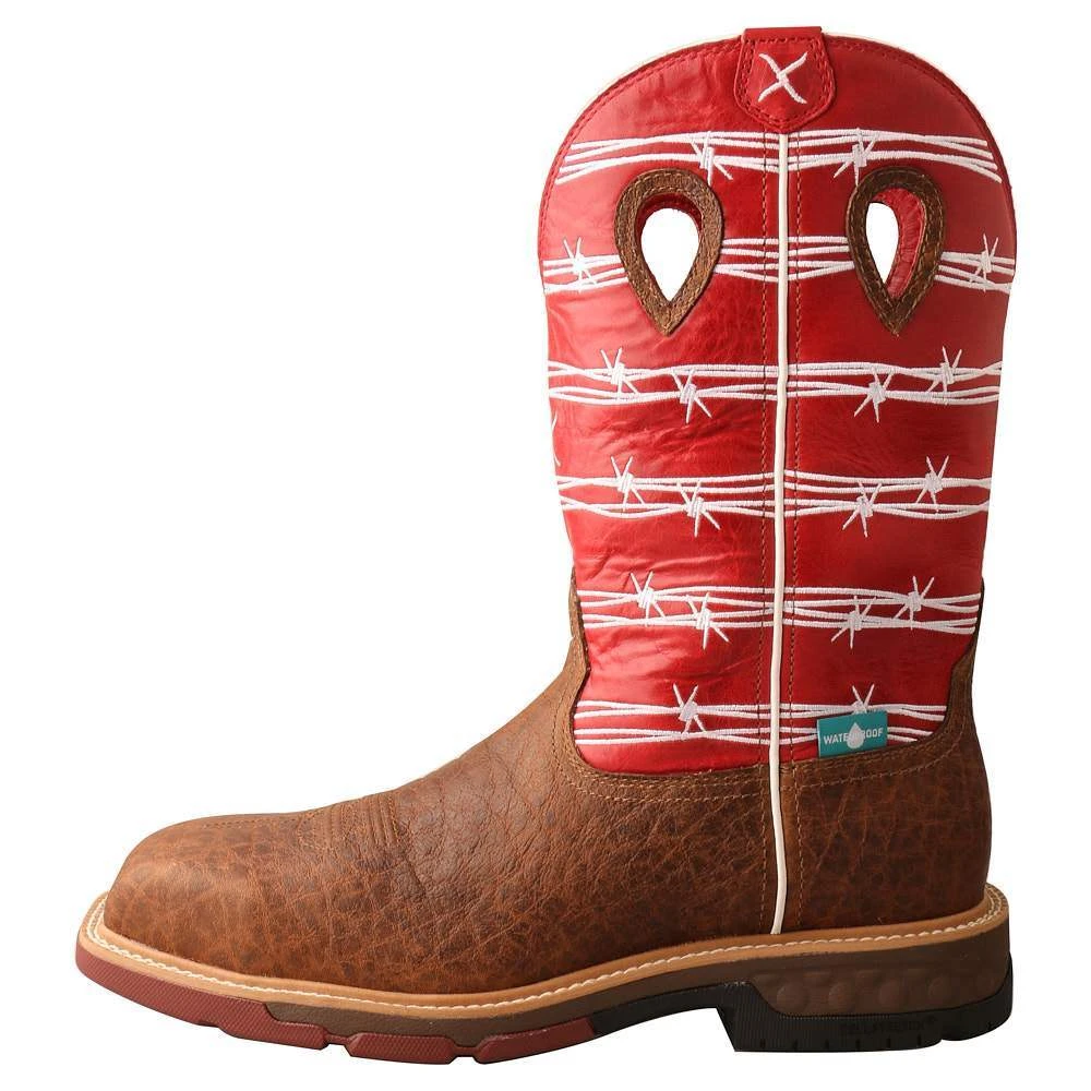 Twisted X Men`s Distressed Saddle 12` Red Barbwire Nano Toe Work Boot - Image 3