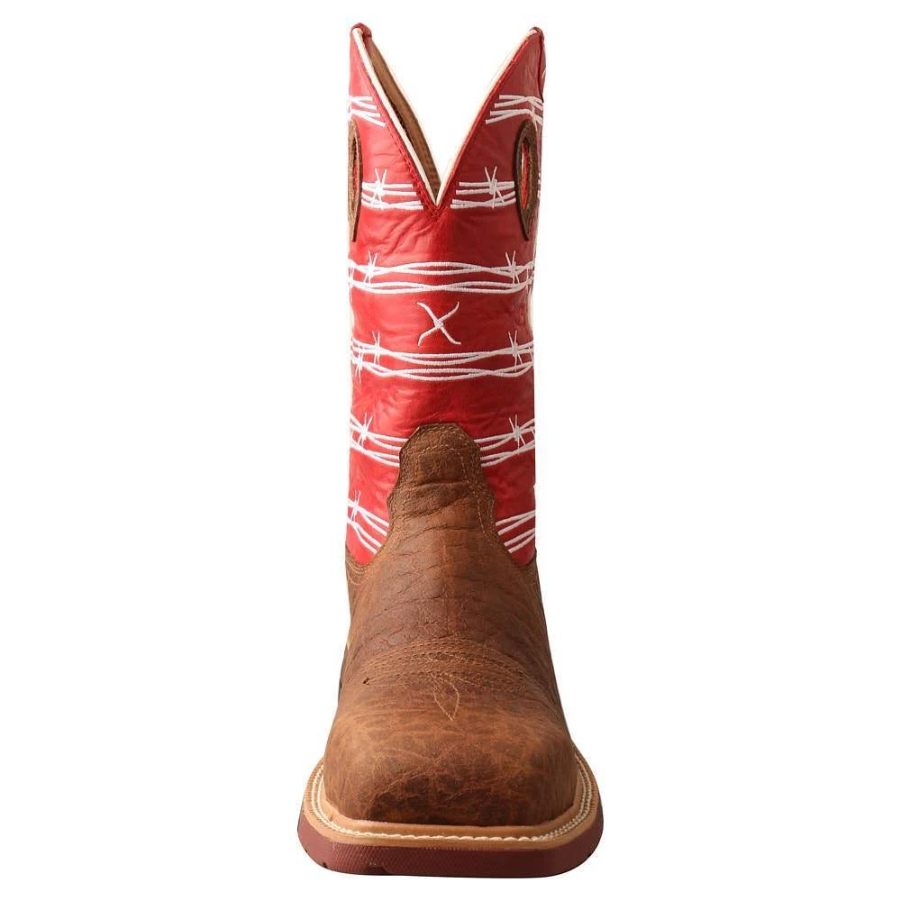 Twisted X Men`s Distressed Saddle 12` Red Barbwire Nano Toe Work Boot - Image 5