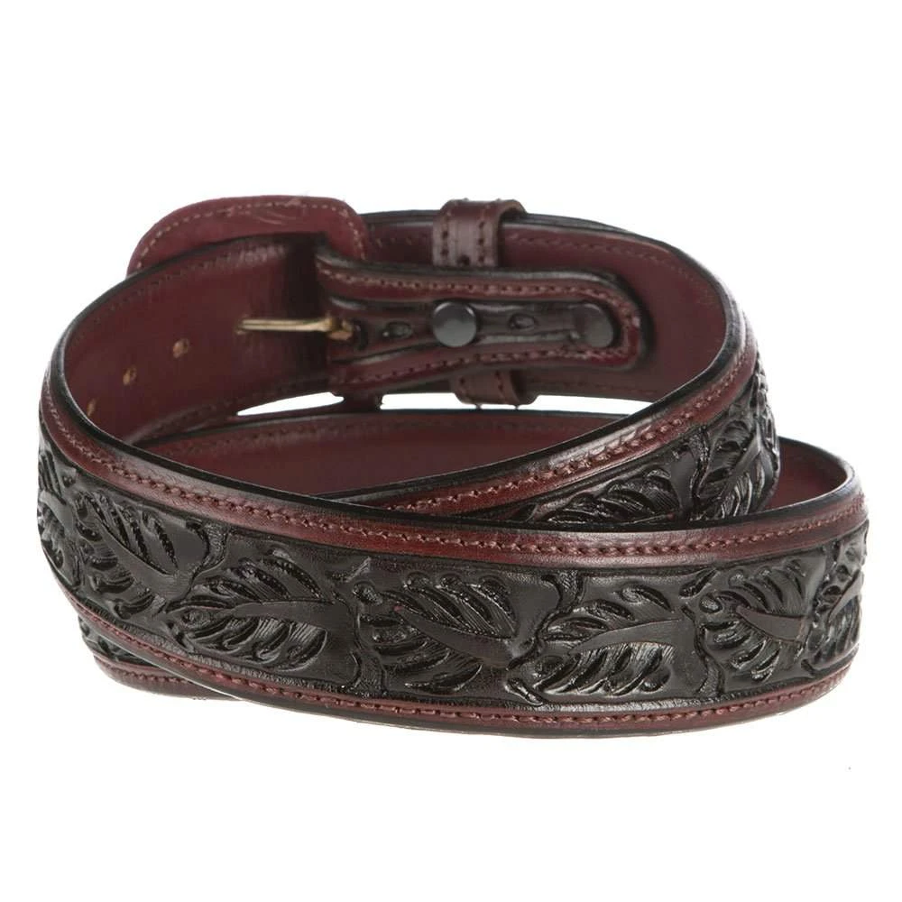 Vogt Silversmiths 1 1/2in. Saddle Brown Skived Edge Running Leaf Belt - Image 2